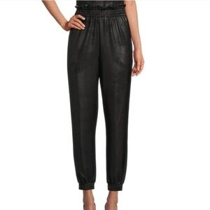 Gianni Bini Women Size Large Black Annabeth Jogger Pull On Pant Luxe Coated NWT